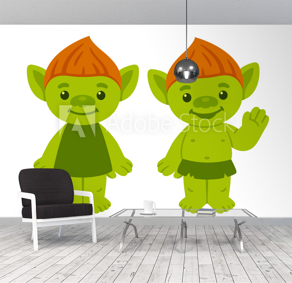 Cute cartoon troll couple from Wallmural | Wallpassion